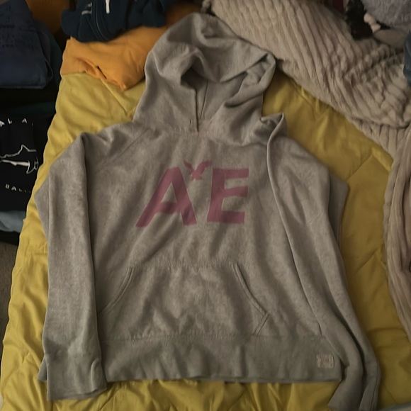 American Eagle Grey Pullover Hoodie - Picture 1 of 4